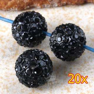 20pcs 10mm Black Crystal Disco Ball Round Beads Jewelry Findings DIY 