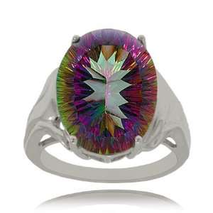  Radiant Mystic Fire Topaz Ring   9ct in Sterling Silver 