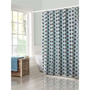  Dancing Dots Brown and Teal Fabric Shower Curtain   72 in 