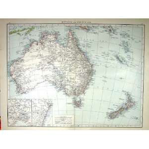   ANTIQUE MAP c1897 ENVIRONS SYDNEY MELBOURNE TASMANIA
