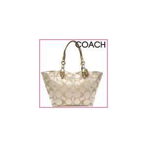 Authentic Coach Light Khaki 24CM Signature Sateen Satchel Tote Handbag 
