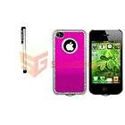 Bling Rhinestones Pink Hard Cover+Touch Stylus Pen For iPhone 4 4S Gen