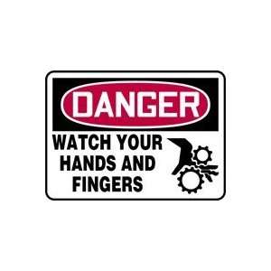   WATCH YOUR HANDS AND FINGERS (W/GRAPHIC) 10 x 14 Adhesive Vinyl Sign