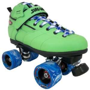  Sure Grip Rebel Green Leather Boots with Blue & White 