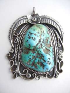 VB Vivian Barbonz Native American Turquoise Sterling Silver Pendant 