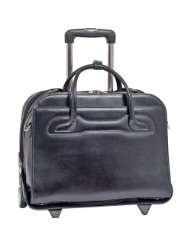   black italian leather detachable wheeled ladies notebook briefcase