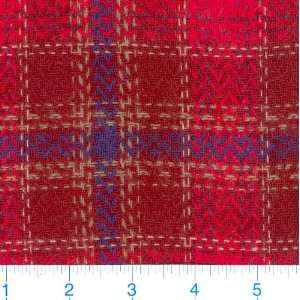  58 Wide Wool Suiting Red/Purple Plaid Fabric By The Yard 