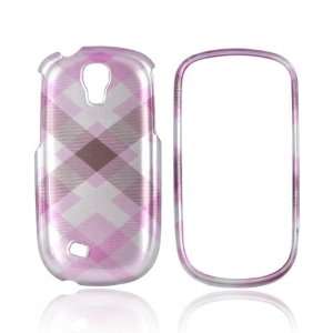 Plaid Pattern of Baby Pink & Brown on Silver Hard Plastic Case For 