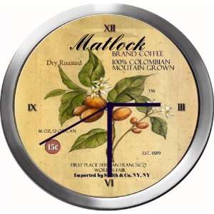  MATLOCK 14 Inch Coffee Metal Clock Quartz Movement 