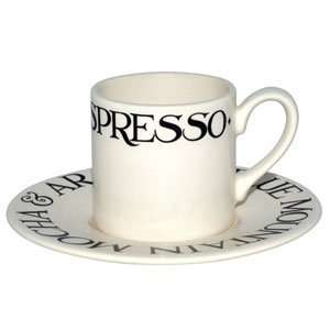  Emma Bridgewater Pottery Black Toast Espresso Cup & Saucer 