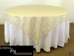 Gold Embroidered Table Overlays 72 X 72 Square(10 pack)  