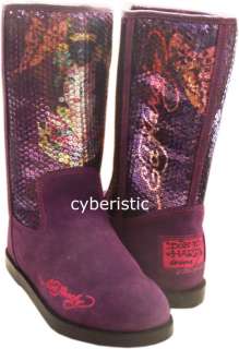 Womens Ed Hardy Purple Iceland Bootstrap Boots Shoes  