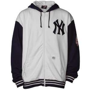   Yankees White Felt Applique Full Zip Hoody Sweatshirt Sports