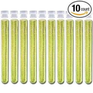 10 Pack   16.5x150mm Plastic Yellow Glitter Test Tubes with Caps 