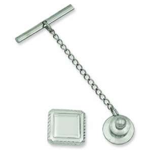  Rhodium Plated Square Tie Tack Kelly Waters Jewelry