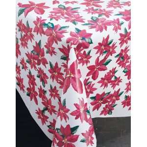   Disposable Plastic Tablecloth Rolls   Poinsettia