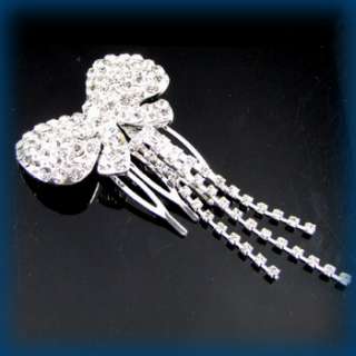   Item  clear rhinestone crystal bow tie hair combs bridal