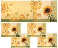 Indoor & Outdoor~Garden Sunflower Runner & 4 Placemats  