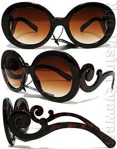 Round Oversized Sunglasses Vintage Style Brown Lens Tortoise K32 