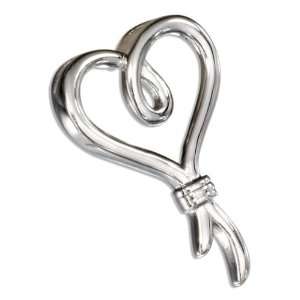    Sterling Silver Heart Slider Pendant with Tied Bottom. Jewelry