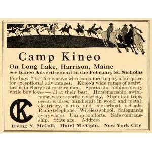  1922 Ad Camp Kineo Harrison Maine Horsemanship Boys ME 
