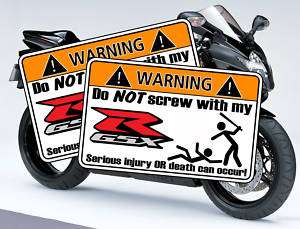 Funny PAIR GSXR Suzuki Warning Sticker Decal motorcycle  