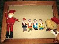 CHRISTMAS ORNAMENTS 50s OR 60s SUSIE DOLLS  DWARFS  OLD  