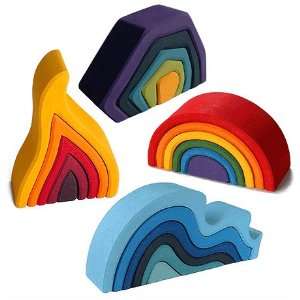   Caves, Water Waves & Fire   Wooden Nesting Building Blocks (22 Pieces