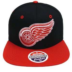  Detroit Red Wings Logo Zephyr Snapback Cap Hat Black Red 