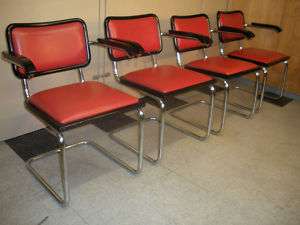 1960s Marcel Breuer Cesca 4 Arm Chair Set Mid Century Modern Retro 