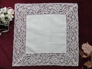 Antique Bridal Handkerchief Lace Switzerland  
