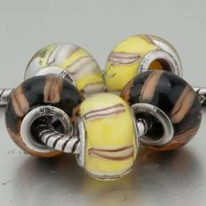  5 Yellow Black Stripes Pandora Beads Bracelets Pugster 
