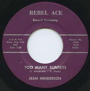 HEAR   Rare Country 45   Jean Henderson   Too Many Sunsets  