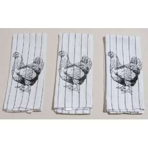  Country Weekend Set of 3 Kitchen Towels Black and White 