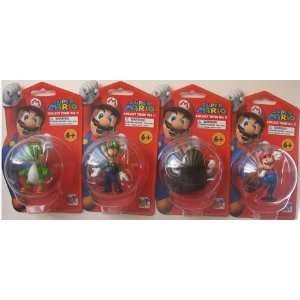  Super Mario PVC 4 Pieces Mario, Yoshi, Bullet Bill, Luigi 