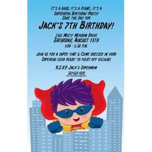 Super Hero Kid Birthday Invitations