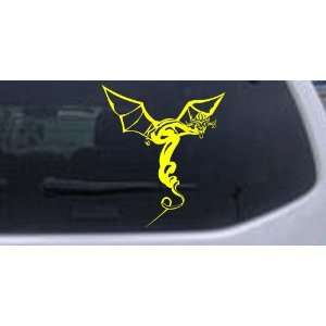 Dragon Flying Car Window Wall Laptop Decal Sticker    Yellow 10in X 8 