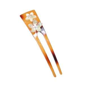 Caravan Tortoise Shell Hair Pin Decorated With Cut Roses, Painting And 