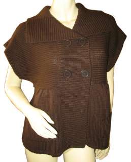 Womens Chocolate Brown Knit Outerwear Jacket Coat TOP Large Lrg L 