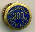 Vintage Brunswick 300 Bowler Blue Enamel Award Pin