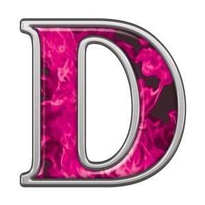  Reflective Letter D with Inferno Pink Flames   10 h 