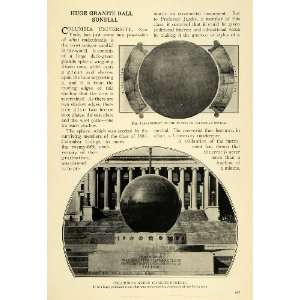 1914 Print Columbia University Sundial Monument NY   Original Halftone 