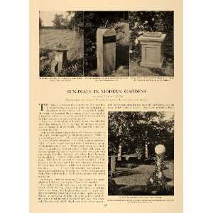  1906 Article Sun Dial Pedestal Garden Decor Walter Dyer 
