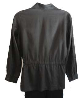 Charter Club Black Linen Drawstring Button Jacket 1X  