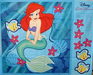 Disney PRINCESS ARIEL Mermaid Craft Panel Fabric BTP  