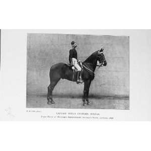  Antique Portrait 1898 Captain Peel Charger Sultan Horse 