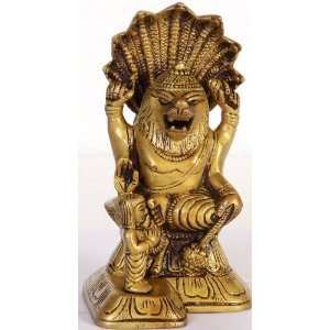  Lord Vishnu as Narasimha with Prahlada   Brass Sculpture 