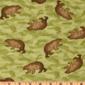   Flannel Bears Camo Green Fabric By The Yard Arts, Crafts & Sewing