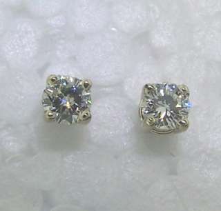 14kwg Round Diamond Solitaire Stud Earrings .47 ct NEW  