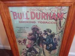 RARE Vintage Advertising Framed Bull Durham Tobacco Cardboard 30 Tall 